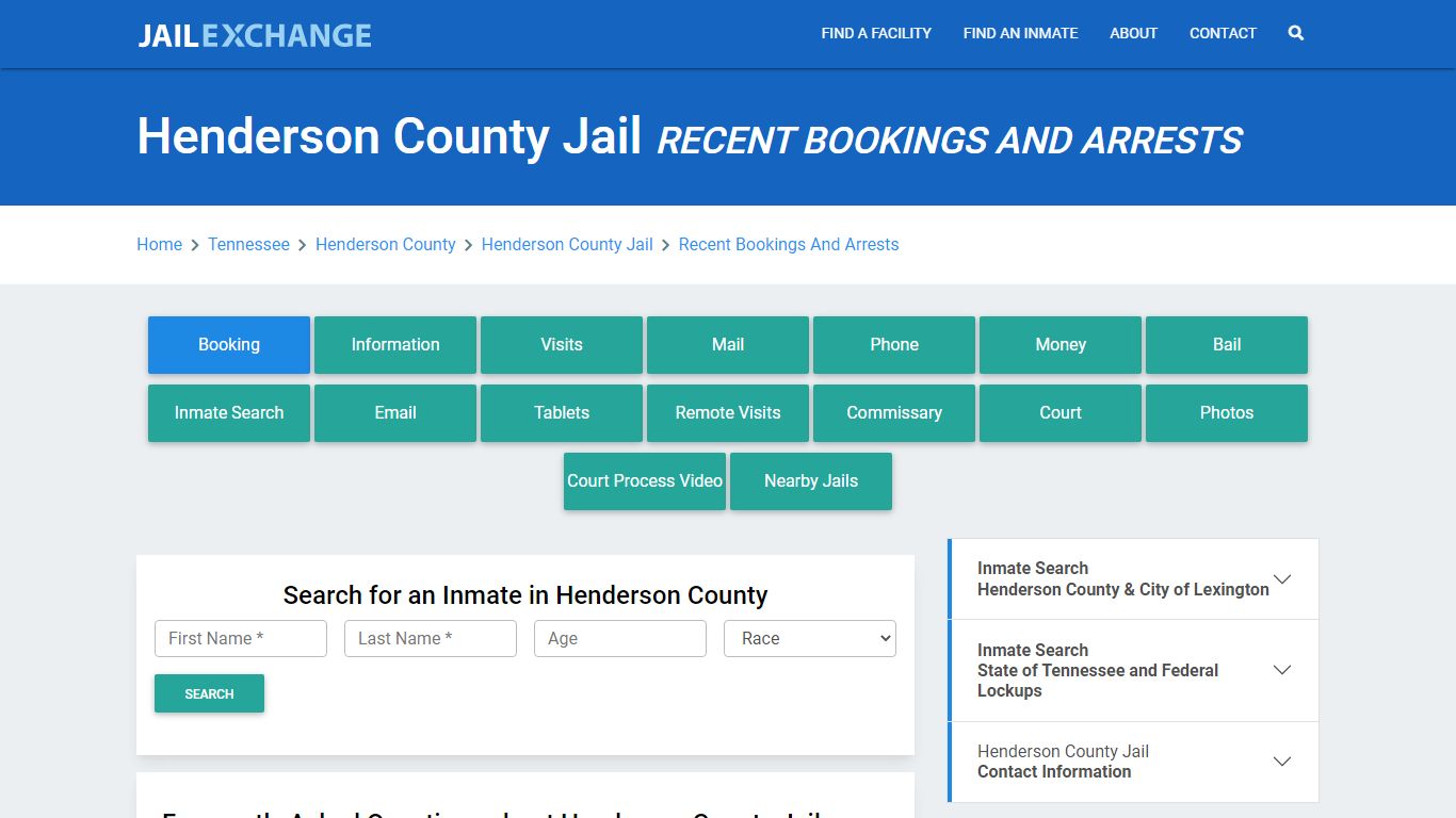 Henderson County Jail TN Recent Arrests and Bookings